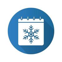icône de glyphe grandissime design plat saison hiver. calendrier avec flocon de neige. illustration vectorielle vecteur