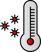 thermomètre ligne rempli pente icône vecteur