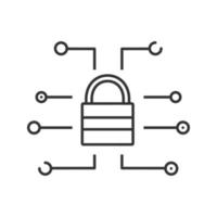 icône linéaire de cybersécurité. illustration de la ligne mince. le mot de passe. cadenas fermé. symbole de contour. dessin de contour isolé de vecteur