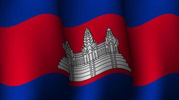 Cambodge agitant drapeau Contexte conception vecteur illustration