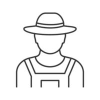 icône linéaire de l'agriculteur. ouvrier agricole. illustration de la ligne mince. symbole de contour. dessin de contour isolé de vecteur