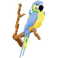 oiseau dessin animé icône dans pixel style vecteur