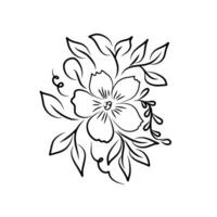 fleur arrangement ligne dessin clipart. noir et blanc contour. vecteur