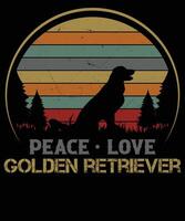 paix l'amour d'or retriever T-shirt conception vecteur