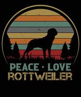 paix l'amour rottweiler rétro T-shirt conception vecteur