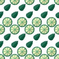 sans couture modèle citron vert tranche et menthe feuilles. pièce de agrumes fruit et herbe. Ingrédients pour thé ou Mojito cocktail recette. rafraîchissant boire. objets dans une ligne. plat style. vecteur illustration.