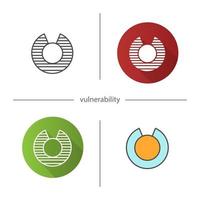 icône de vulnérabilité. design plat, styles linéaires et de couleur. illustrations vectorielles isolées vecteur