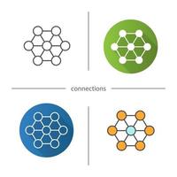 icône de connexions. design plat, styles linéaires et de couleur. métaphore abstraite de l'interrelation. structure. illustrations vectorielles isolées vecteur