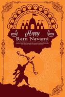 content RAM navami culturel bannière hindou Festival verticale Publier vœux fête carte RAM navami fête Contexte et RAM navami salutations Jaune beige Contexte vecteur