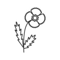 icône linéaire de fleur de pavot. illustration de fine ligne de plante en fleurs. symbole de contour de fleurs sauvages. dessin de contour isolé de vecteur