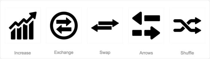 une ensemble de 5 flèches Icônes comme augmenter, échange, échanger vecteur