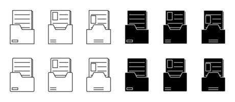 fichier dossier icône ensemble. document symbole. Facile vecteur isolé sur blanc Contexte. conception pour application, la toile, affiche.
