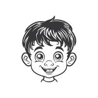 une enfant visage clipart vecteur contour isolé sur une blanc Contexte illustration