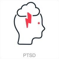 ptsd et stress icône concept vecteur