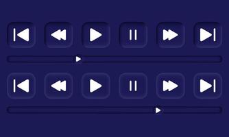 3d réaliste icône vidéo médias joueur ui neumorphisme vecteur conception