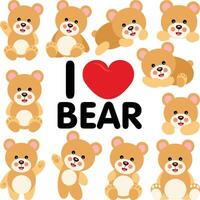 ensemble numérique collage de je l'amour nounours ours vecteur