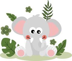 adorable peu l'éléphant dans le forêt vecteur
