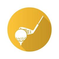 balle de golf sur le tee avec club. icône de glyphe grandissime design plat. illustration vectorielle vecteur