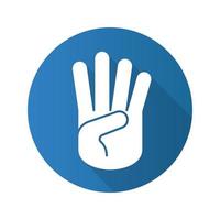 geste de la main à quatre doigts. icône de glyphe grandissime design plat. illustration vectorielle vecteur