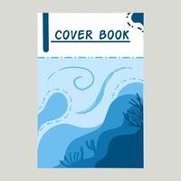 minimaliste la nature thème livres couverture modèle collection. avec vecteur illustration de océan, petit île, pêche bateaux et vagues sur le plage