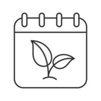 icône linéaire de la journée mondiale de l'environnement. illustration de la ligne mince. page de calendrier avec symbole de contour de plante. dessin de contour isolé de vecteur