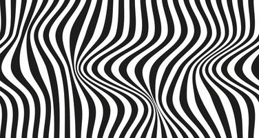 op art vague sans couture modèle. Bande lignes monochrome vagues optique illusion déformé modèle. vecteur