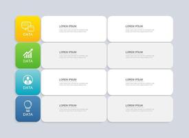 4 Les données infographie table disposition languette papier modèle. illustration abstrait Contexte. vecteur