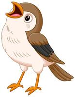 mignonne marron oiseau dessin animé en chantant vecteur illustration. animal éducation icône concept