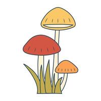 rétro sensationnel hippie champignons. coloré dessin animé psychédélique années 60, Années 70 style. minimaliste démodé art conception. vecteur