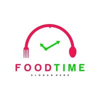 nourriture temps logo vecteur modèle illustration
