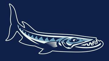 barracuda poisson mascotte dessin animé illustration vecteur