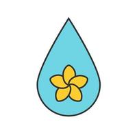 icône de couleur de goutte d'huile d'aromathérapie. goutte d'huile de salon de spa avec fleur de plumeria à l'intérieur. illustration vectorielle isolée vecteur
