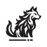 minimaliste noir et blanc Loup logo vecteur