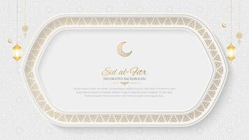 eid Al fitr décoratif blanc luxe ornemental Contexte avec arabesque frontière et modèle vecteur