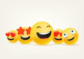 groupe d'emojis Web. personnages heureux vecteur