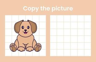 copier l'image d'un chien mignon. jeu éducatif pour les enfants. illustration de vecteur de dessin animé