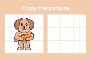 copier l'image d'un chien mignon. jeu éducatif pour les enfants. illustration de vecteur de dessin animé