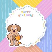 carte de voeux de joyeux anniversaire avec un personnage de dessin animé de chien mignon. illustration vectorielle vecteur