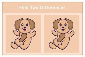 personnage de dessin animé de chien mignon. trouver des différences. jeu éducatif pour les enfants. illustration de vecteur de dessin animé