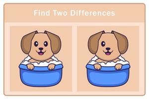 personnage de dessin animé de chien mignon. trouver des différences. jeu éducatif pour les enfants. illustration de vecteur de dessin animé