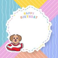 carte de voeux de joyeux anniversaire avec un personnage de dessin animé de chien mignon. illustration vectorielle vecteur