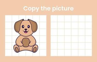 copier l'image d'un chien mignon. jeu éducatif pour les enfants. illustration de vecteur de dessin animé