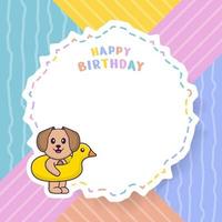 carte de voeux de joyeux anniversaire avec un personnage de dessin animé de chien mignon. illustration vectorielle vecteur