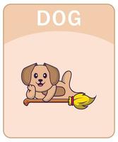 flashcard alphabet avec personnage de dessin animé de chien mignon. vecteur