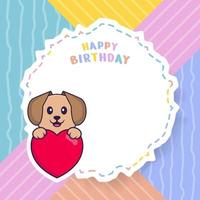 carte de voeux de joyeux anniversaire avec un personnage de dessin animé de chien mignon. illustration vectorielle vecteur