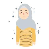 fille hijab de dessin animé dessiné à la main vecteur