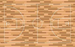 vue de dessus de la ligne de terrain de basket avec parquet vecteur