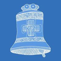 cloche de l'église orthodoxe sur un croquis de fond bleu vecteur