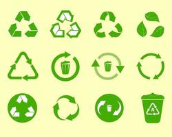 recycler l'icône de l'ensemble complet en couleur verte, adaptée au produit, à l'éducation, etc. par vecteur
