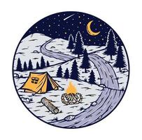 camping à l'illustration vectorielle de nuit vecteur